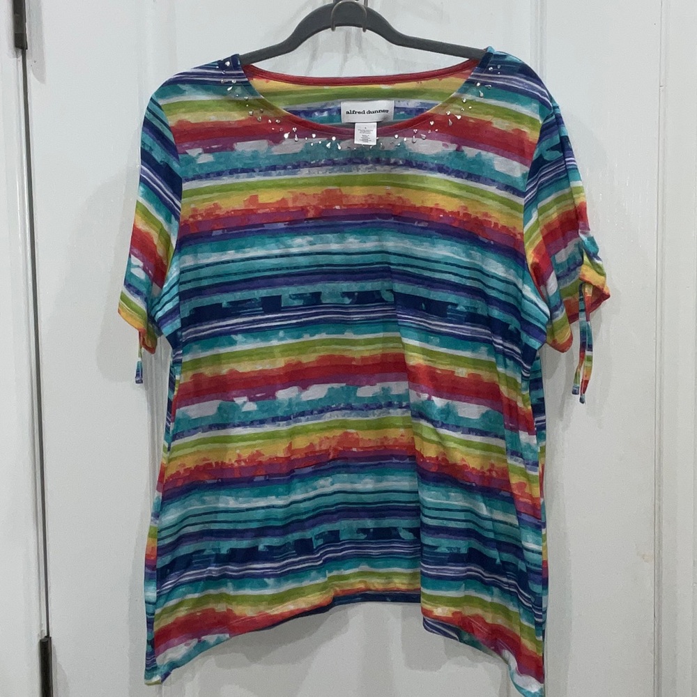 Alfred Dunner Vibrant Striped Short Sleeve Top